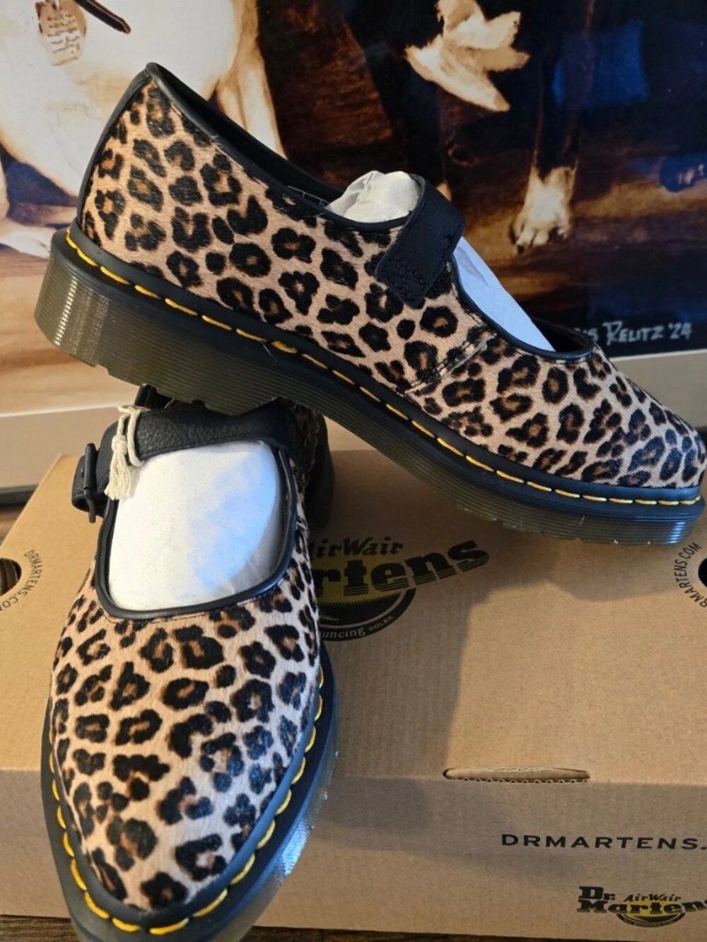 Dr Martens Leopard Print Elphie Mary Jane Women's Size 7 US Shoes Loafers NEW